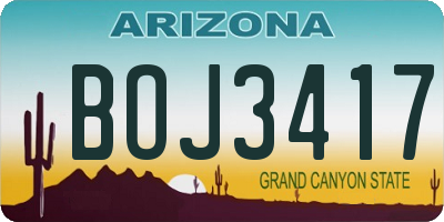 AZ license plate BOJ3417