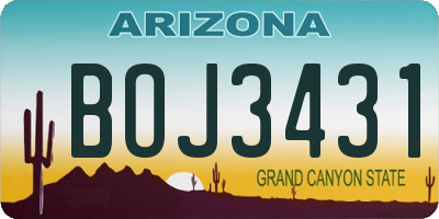 AZ license plate BOJ3431