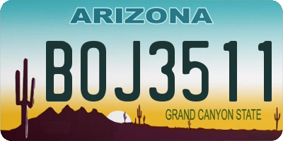 AZ license plate BOJ3511