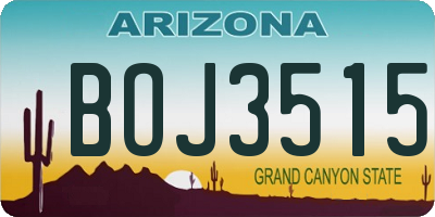 AZ license plate BOJ3515