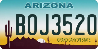 AZ license plate BOJ3520