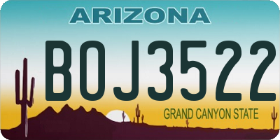 AZ license plate BOJ3522