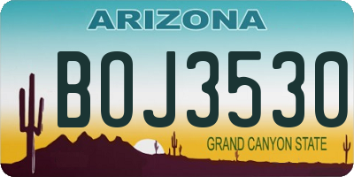 AZ license plate BOJ3530