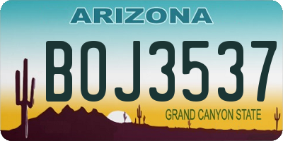AZ license plate BOJ3537