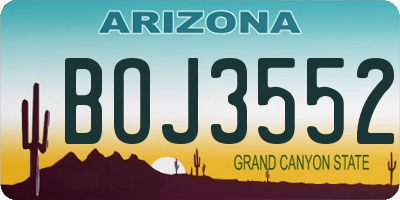AZ license plate BOJ3552