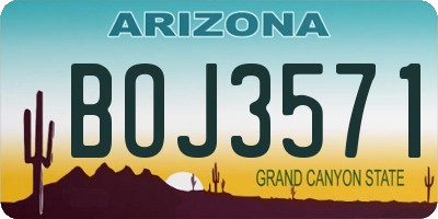 AZ license plate BOJ3571