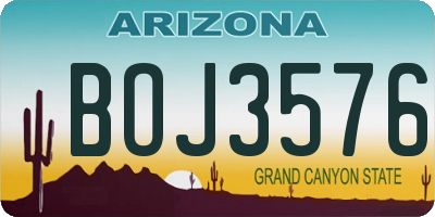 AZ license plate BOJ3576