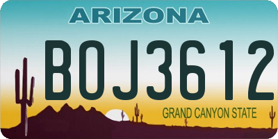 AZ license plate BOJ3612