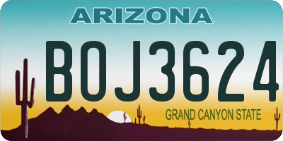 AZ license plate BOJ3624