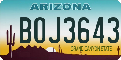 AZ license plate BOJ3643