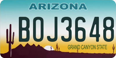 AZ license plate BOJ3648