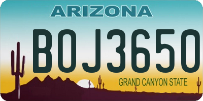 AZ license plate BOJ3650
