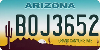 AZ license plate BOJ3652