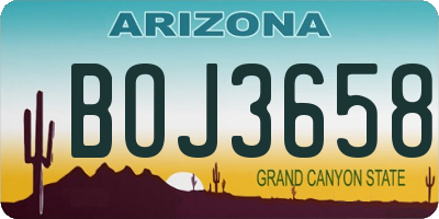 AZ license plate BOJ3658