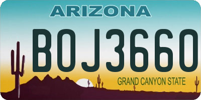 AZ license plate BOJ3660