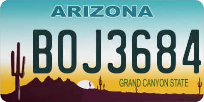 AZ license plate BOJ3684