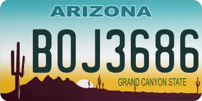 AZ license plate BOJ3686