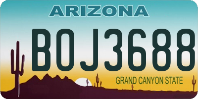 AZ license plate BOJ3688
