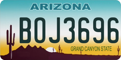 AZ license plate BOJ3696