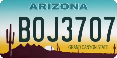 AZ license plate BOJ3707
