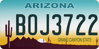 AZ license plate BOJ3722