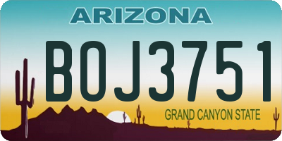 AZ license plate BOJ3751