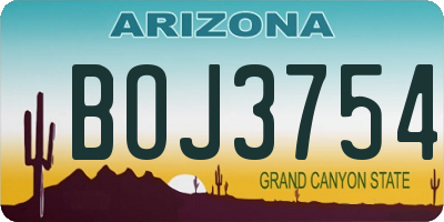 AZ license plate BOJ3754
