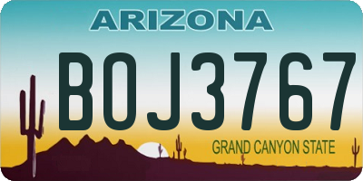 AZ license plate BOJ3767