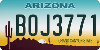 AZ license plate BOJ3771