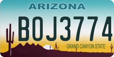 AZ license plate BOJ3774