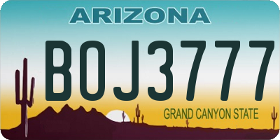 AZ license plate BOJ3777