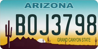 AZ license plate BOJ3798