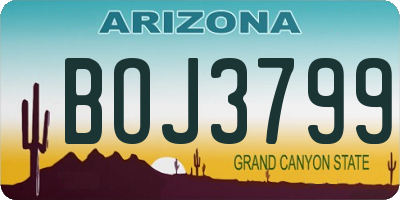 AZ license plate BOJ3799