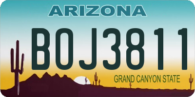 AZ license plate BOJ3811