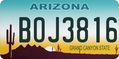 AZ license plate BOJ3816