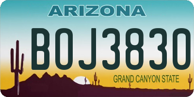 AZ license plate BOJ3830