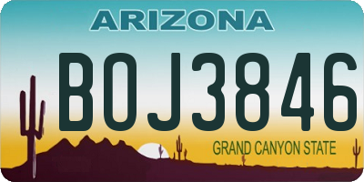 AZ license plate BOJ3846