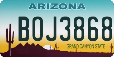 AZ license plate BOJ3868