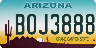 AZ license plate BOJ3888