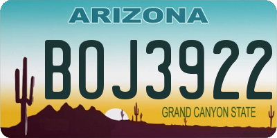 AZ license plate BOJ3922