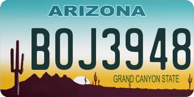 AZ license plate BOJ3948