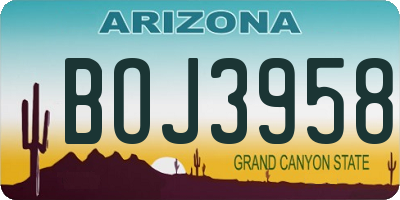 AZ license plate BOJ3958