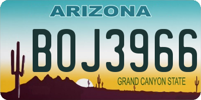 AZ license plate BOJ3966