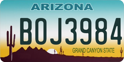 AZ license plate BOJ3984