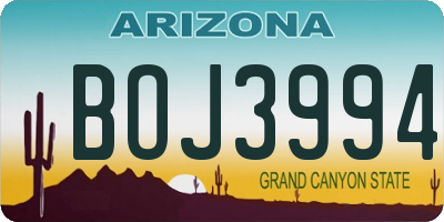 AZ license plate BOJ3994