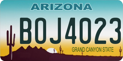 AZ license plate BOJ4023