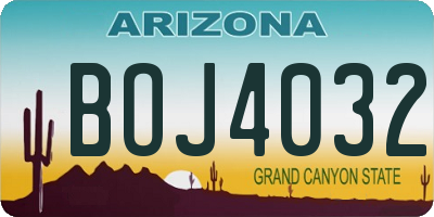 AZ license plate BOJ4032
