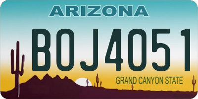 AZ license plate BOJ4051