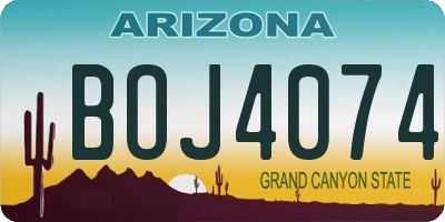 AZ license plate BOJ4074