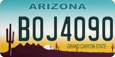 AZ license plate BOJ4090